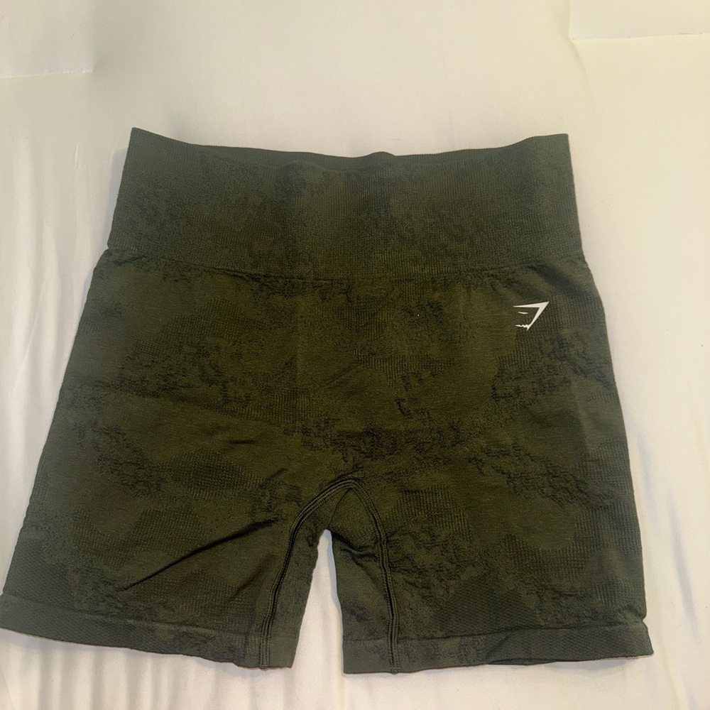 Gymshark Women’s High-Waist Dark Olive Seamless Athletic Shorts